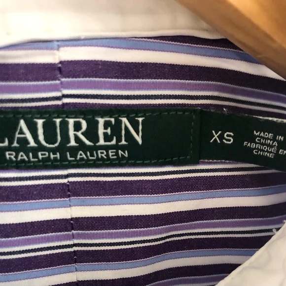 Ralph Lauren Women’s Purple and White Striped Dress Shirt - Picture 3 of 4